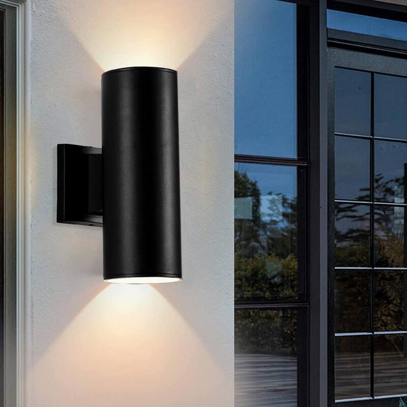 Aplique para Exterior Cilíndrico Negro de 11 pulgadas con LED en Cedar Hill - 106002
