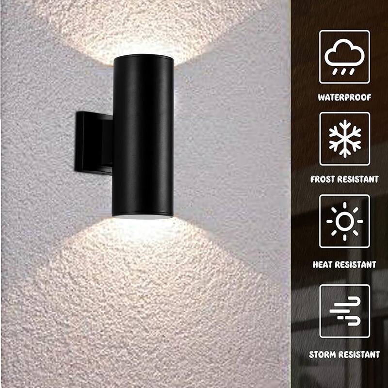 Aplique para Exterior Cilíndrico Negro de 11 pulgadas con LED en Cedar Hill - 106002
