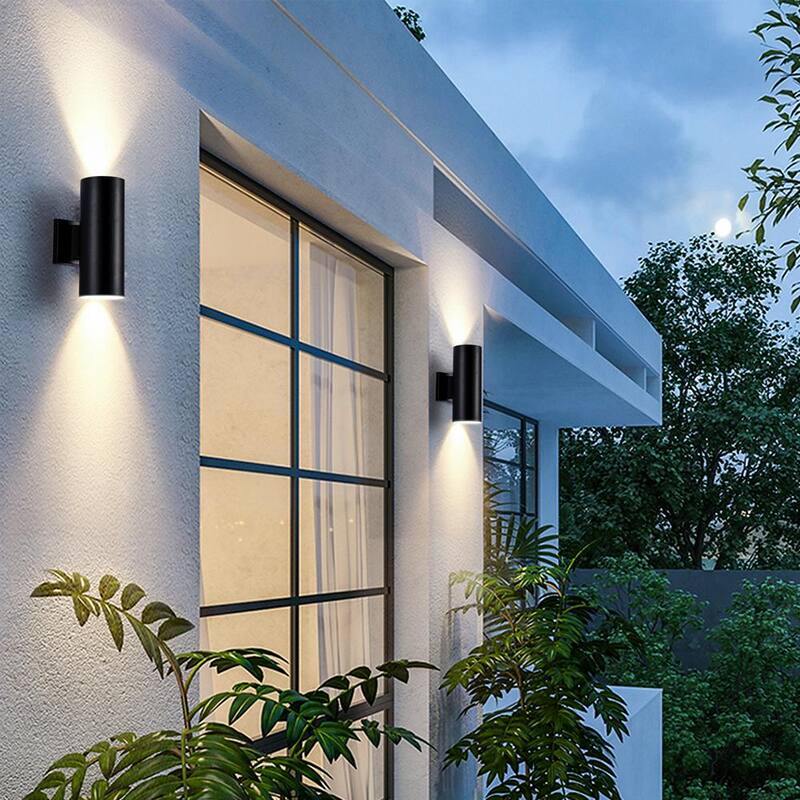 Aplique para Exterior Cilíndrico Negro de 11 pulgadas con LED en Cedar Hill - 106002