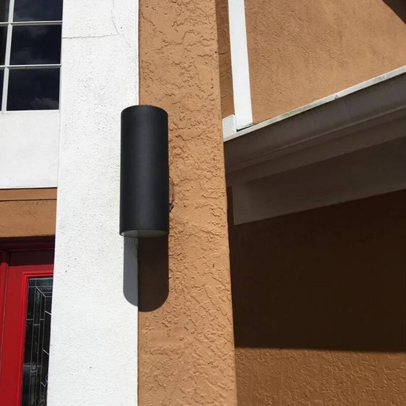 Aplique para Exterior Cilíndrico Negro de 11 pulgadas con LED en Cedar Hill - 106002