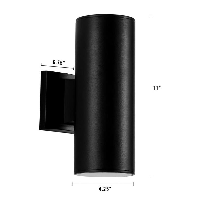 Aplique para Exterior Cilíndrico Negro de 11 pulgadas con LED en Cedar Hill - 106002