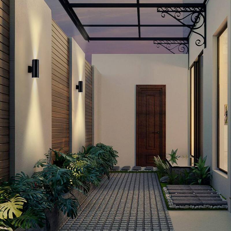 Aplique para Exterior Cilíndrico Negro de 11 pulgadas con LED en Cedar Hill - 106002