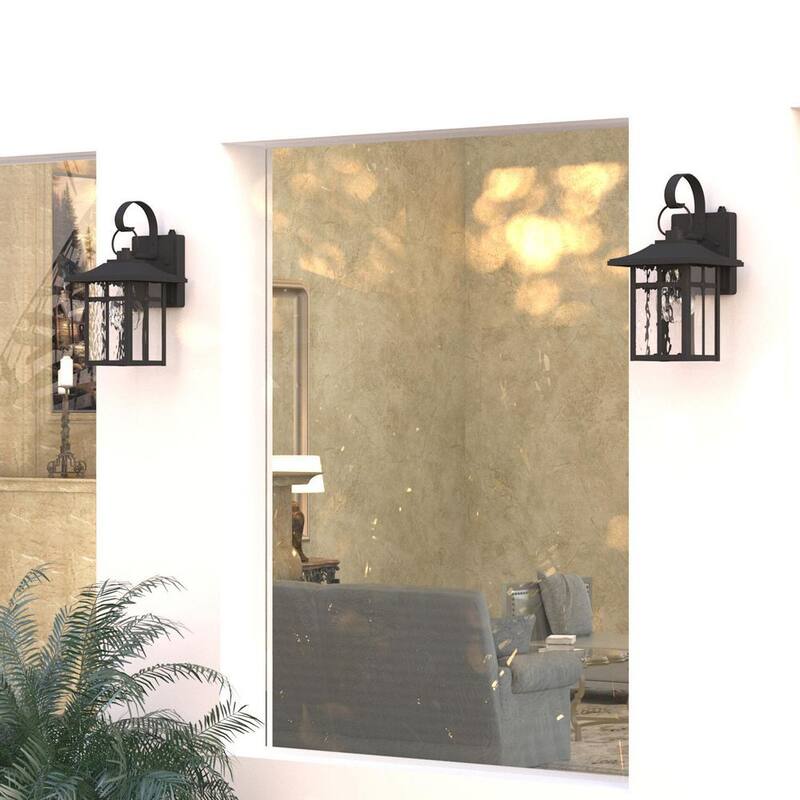 Maxax Hawaii Montpelier Lámpara de pared para exteriores con luz negra y conexión eléctrica, 12.4 pulgadas de altura, al atardecer y al amanecer, Farol de pared (paquete de 2) - MX7003-W1BK
