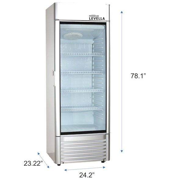 Premium Levella Premium Levella 12.5 cu. ft. Commercial Display Refrigerator One Glass Door Merchandiser in Silver - PRF125DX