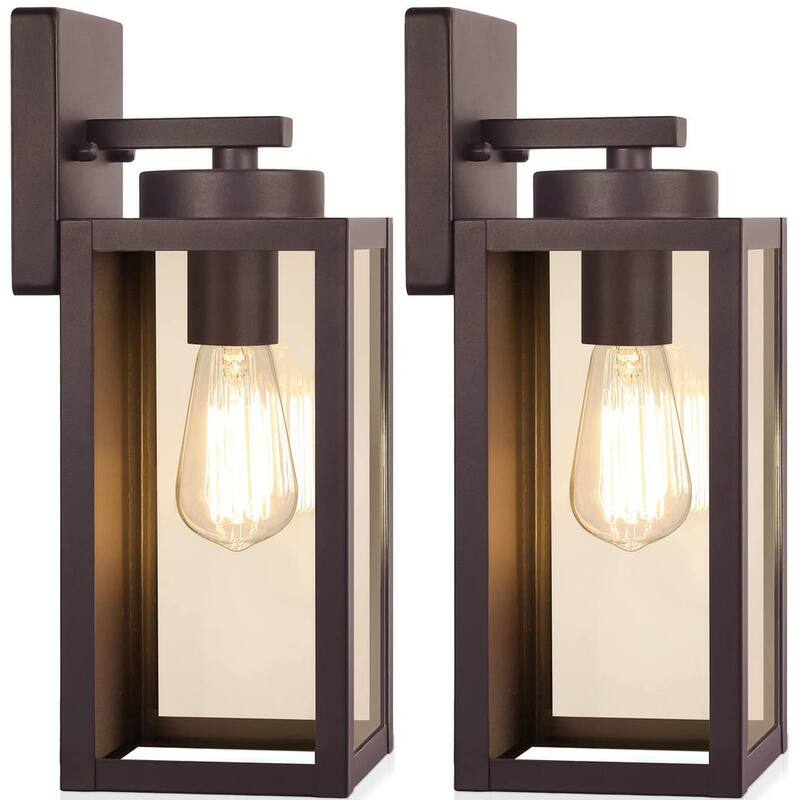 Casa de campo Etokfoks 12.8 pulgadas en bronce envejecido para interior/exterior, aplique de entrenador con cableado duro sin bombillas incluidas en paquete de 2 - MLPH003LT308