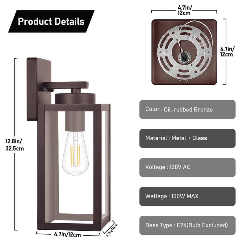 Casa de campo Etokfoks 12.8 pulgadas en bronce envejecido para interior/exterior, aplique de entrenador con cableado duro sin bombillas incluidas en paquete de 2 - MLPH003LT308