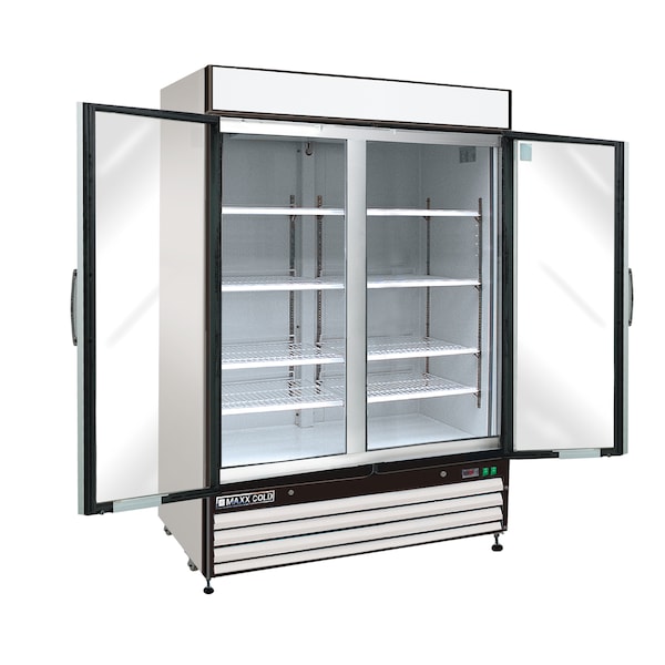 Maxx Cold Refrigerator 48 cu.ft., DBL Door, Commercial Merchandiser, White/Glass - MXM2-48R
