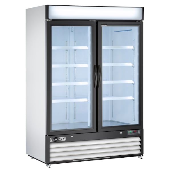 Maxx Cold Refrigerator 48 cu.ft., DBL Door, Commercial Merchandiser, White/Glass - MXM2-48R