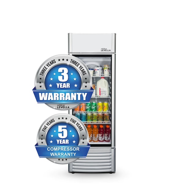 Premium Levella Premium Levella 9 cu. ft. Commercial Display Refrigerator One Glass Door Merchandiser in Silver - PRF90DX