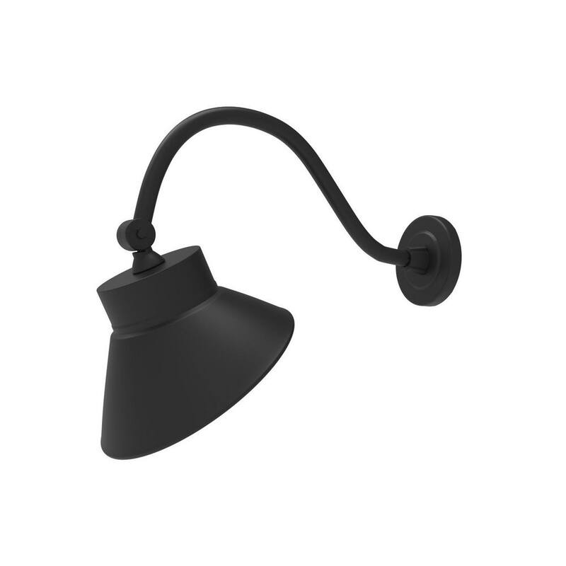 Luz de Granero de Cuello de Ganso con Sombrilla en Ángulo Negra de 10 pulgadas, 42 Watts, 4000 Lúmenes con Fotocelda, Luz de Letrero Exterior - 165001
