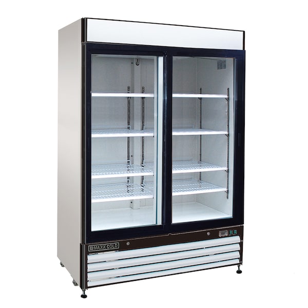 Maxx Cold Refrigerator 48 cu.ft., DBL Slide Dr, Comm. Merchandiser, White/Glass - MXM2-48RS