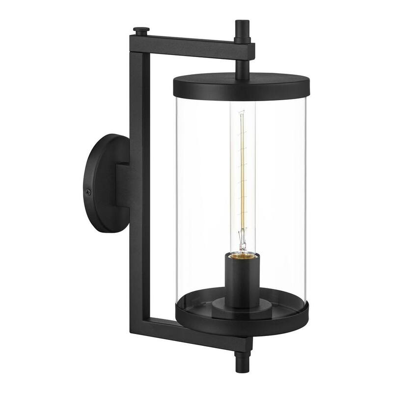 Hampton Bay Lisbon 15.88 pulgadas 1 luz negra Accesorio de luz de pared para exteriores con vidrio transparente - BAL-814