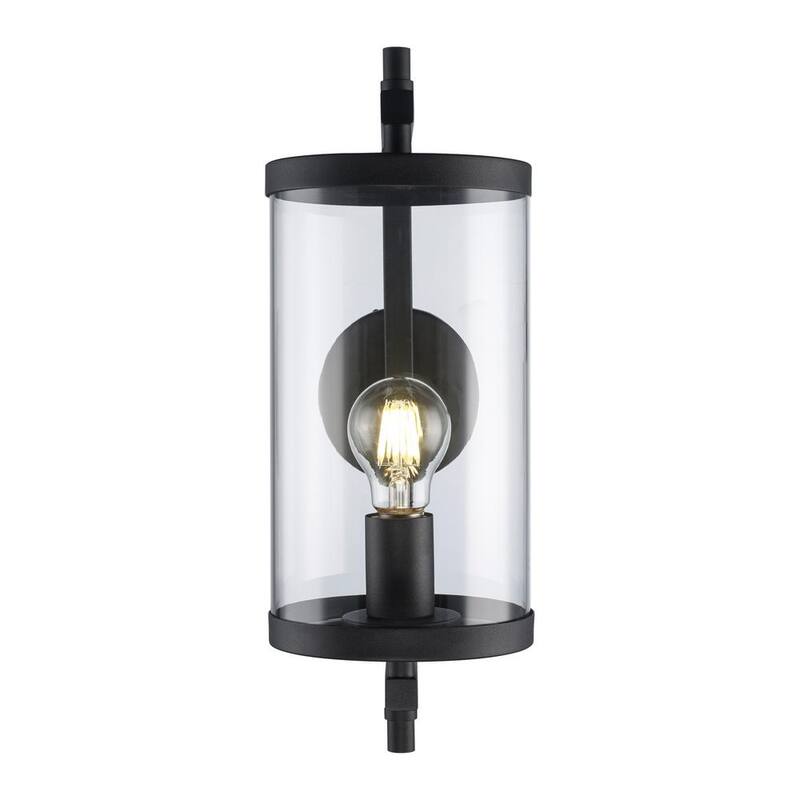 Hampton Bay Lisbon 15.88 pulgadas 1 luz negra Accesorio de luz de pared para exteriores con vidrio transparente - BAL-814