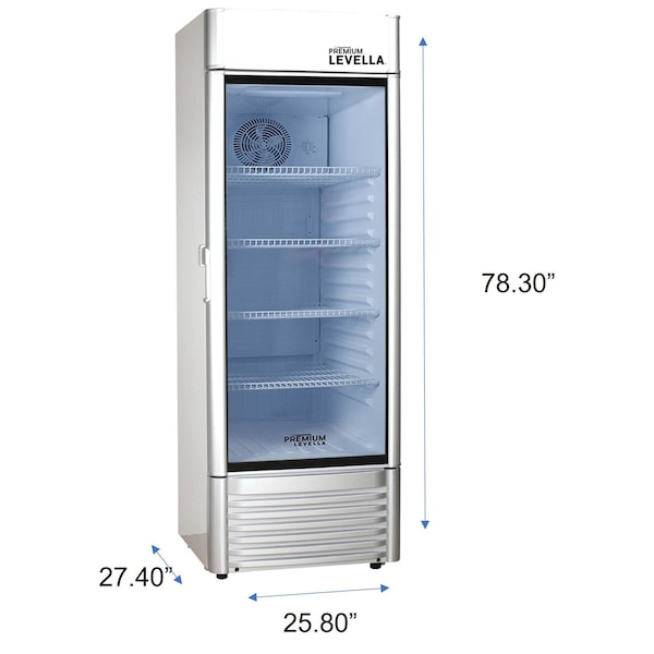 Premium Levella Premium Levella 15.5 cu. ft. Commercial Display Refrigerator One Glass Door Merchandiser in Silver - PRF155DX