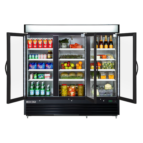 Maxx Cold Refrigerator 72 cu.ft., 3 Door, Comm. Merchandiser, Black/Glass - MXM3-72RB