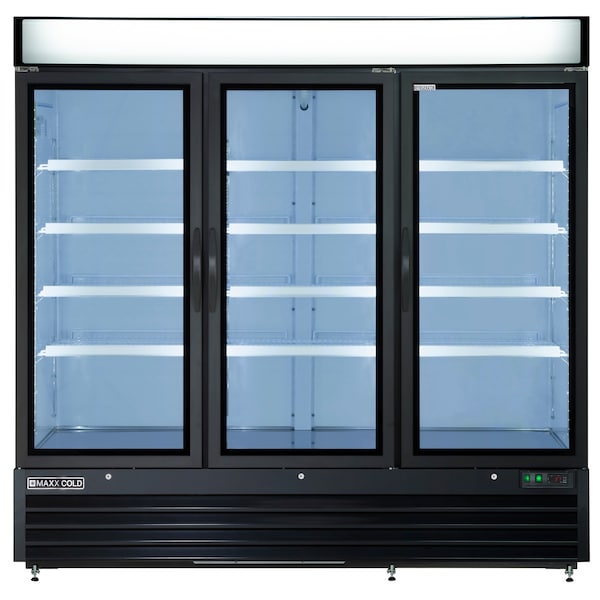 Maxx Cold Refrigerator 72 cu.ft., 3 Door, Comm. Merchandiser, Black/Glass - MXM3-72RB
