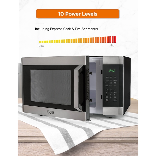 Commercial Chef 1.6 Cu. Ft. Countertop Microwave with Touch Controls & Digital Display, Stainless Steel Microwave - CHM16MS6