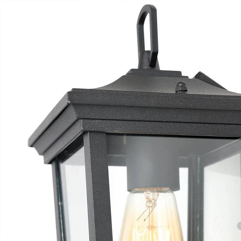 Lámpara de pared exterior de un foco en negro mate LNC Modern Coastal con vidrio claro para patio o entrada - A03278S