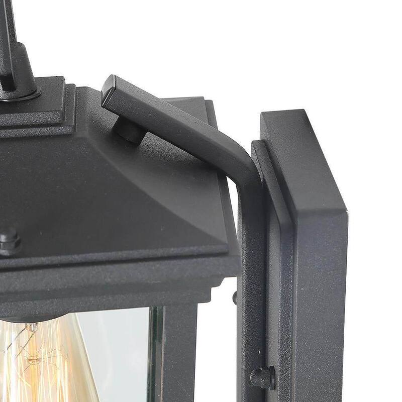 Lámpara de pared exterior de un foco en negro mate LNC Modern Coastal con vidrio claro para patio o entrada - A03278S