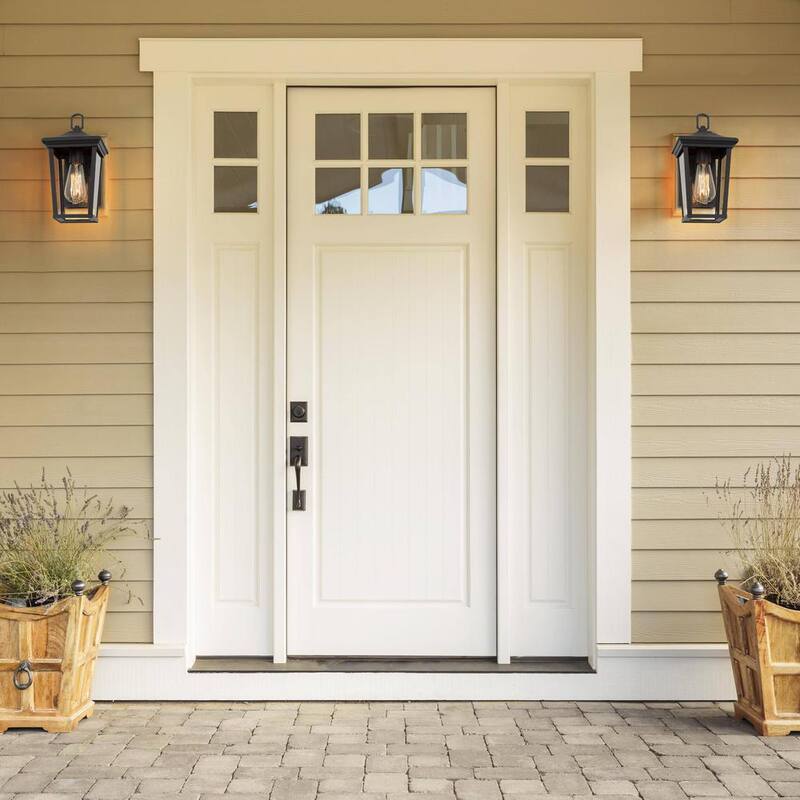 Lámpara de pared exterior de un foco en negro mate LNC Modern Coastal con vidrio claro para patio o entrada - A03278S