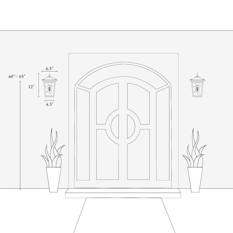 Lámpara de pared exterior de un foco en negro mate LNC Modern Coastal con vidrio claro para patio o entrada - A03278S