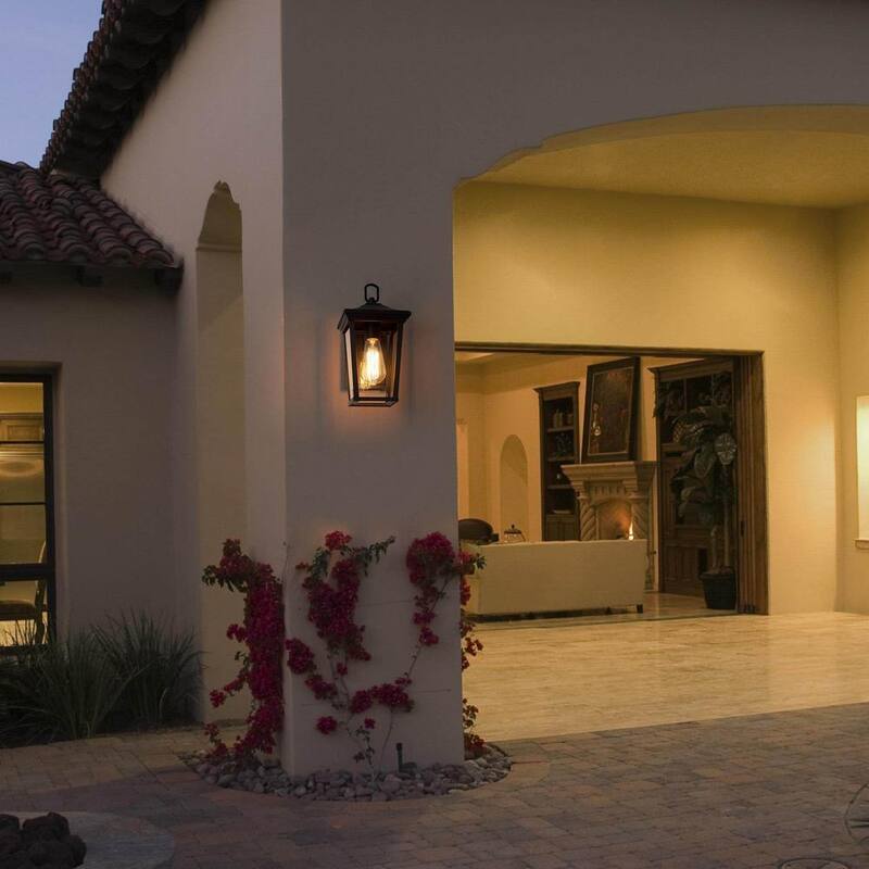 Lámpara de pared exterior de un foco en negro mate LNC Modern Coastal con vidrio claro para patio o entrada - A03278S