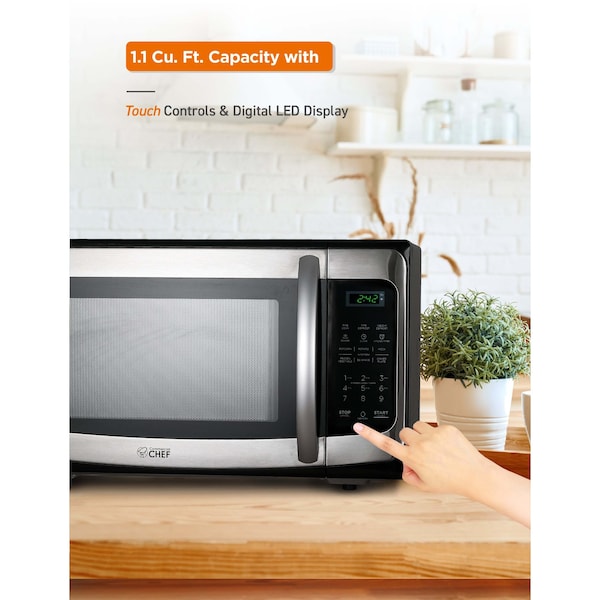 Commercial Chef 1000 - Watt Countertop Microwave Oven - CHM11MS