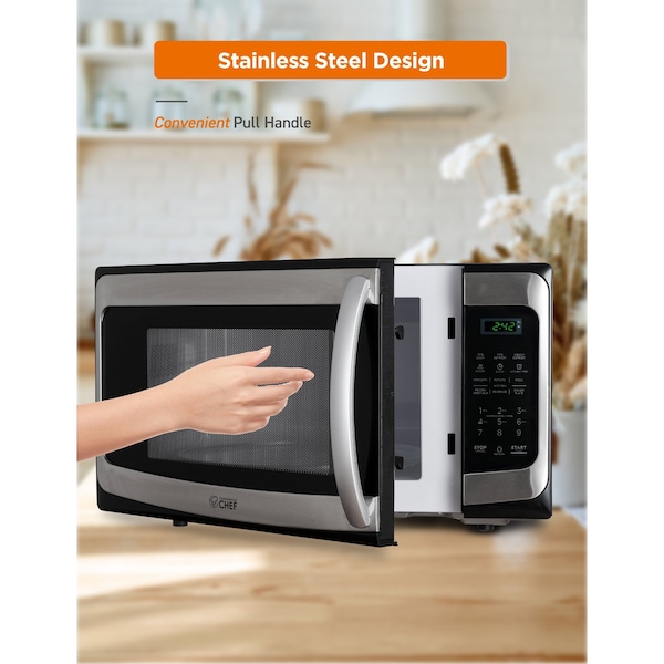 Commercial Chef 1000 - Watt Countertop Microwave Oven - CHM11MS
