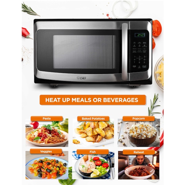 Commercial Chef 1000 - Watt Countertop Microwave Oven - CHM11MS