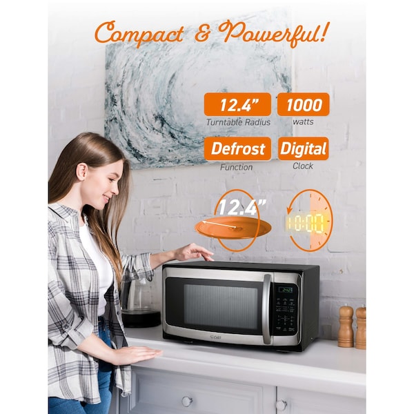 Commercial Chef 1000 - Watt Countertop Microwave Oven - CHM11MS