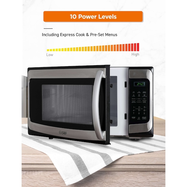 Commercial Chef 1000 - Watt Countertop Microwave Oven - CHM11MS