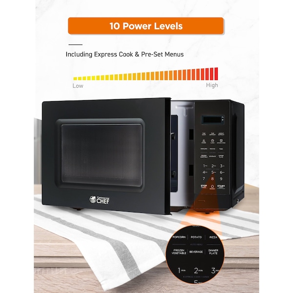 Commercial Chef 0.7 cu ft.  Countertop Microwave Oven Oven, Black - CHM7MB