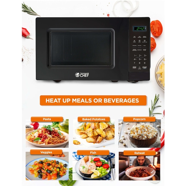 Commercial Chef 0.7 cu ft.  Countertop Microwave Oven Oven, Black - CHM7MB