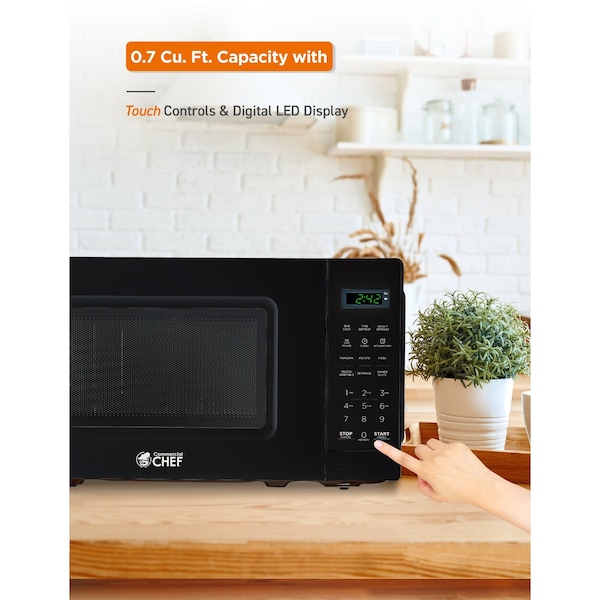 Commercial Chef 0.7 cu ft.  Countertop Microwave Oven Oven, Black - CHM7MB
