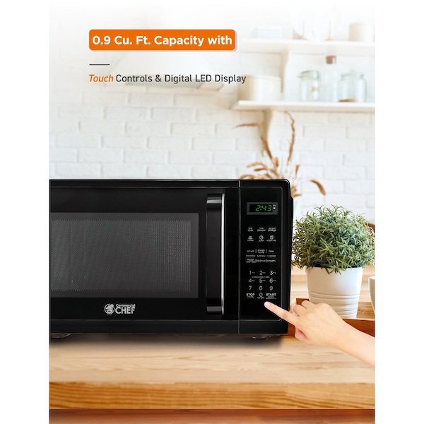 Commercial Chef 0.9 cu ft. Countertop Microwave Oven, Black - CHM9MB