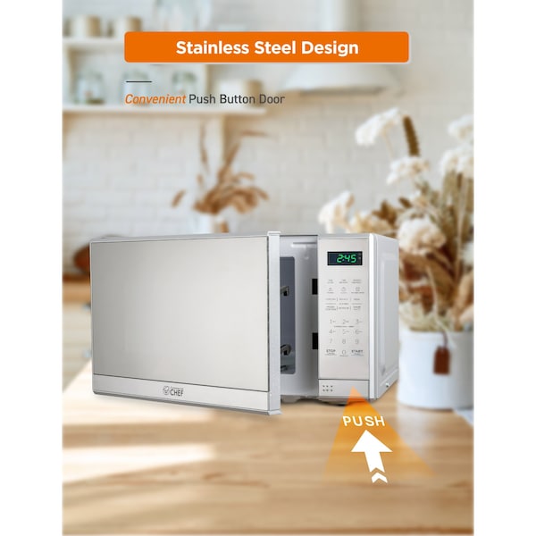 Commercial Chef 0.7 cu ft. Microwave Oven Oven, Stainless Steel - CHM7MS