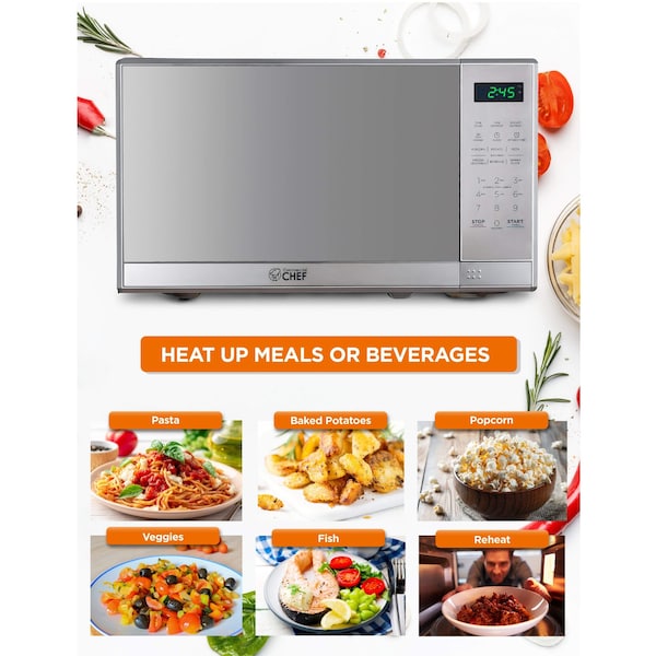 Commercial Chef 0.7 cu ft. Microwave Oven Oven, Stainless Steel - CHM7MS