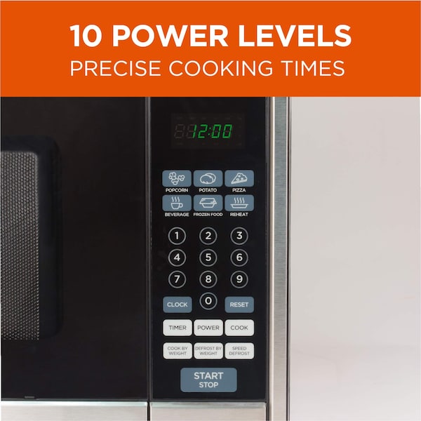 Commercial Chef Countertop Microwave, 1.1 Cubic Feet, Black With Stainless Steel Trim - CHCM11100SSB