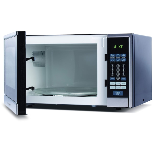 Commercial Chef Countertop Microwave, 1.1 Cubic Feet, Black With Stainless Steel Trim - CHCM11100SSB