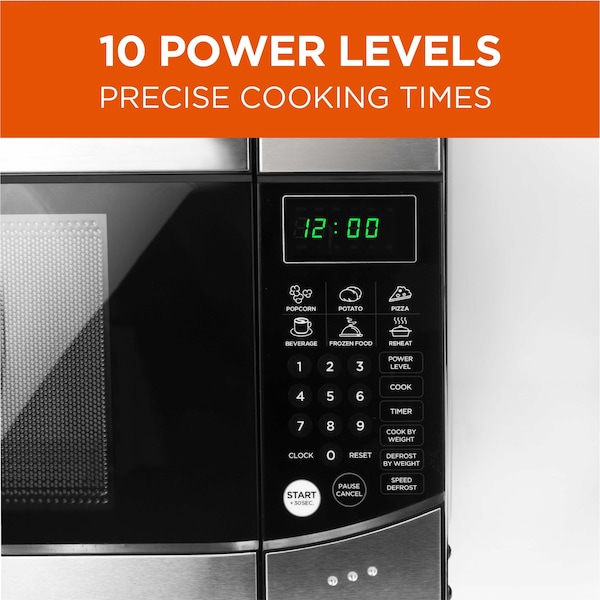 Commercial Chef Countertop Microwave Oven 900 Watt, 0.9 Cubic Feet, Stainless Steel Front, Black Cabinet - CHM009