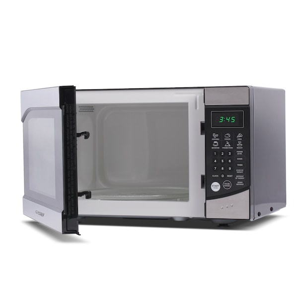 Commercial Chef Countertop Microwave Oven 900 Watt, 0.9 Cubic Feet, Stainless Steel Front, Black Cabinet - CHM009