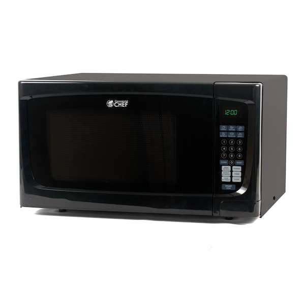 Commercial Chef 1.6 Cu.Ft.Countertop Microwave Oven, 1000 Watts, Small Compact Size, 10 Power Levels, Black - CHM16100B6C