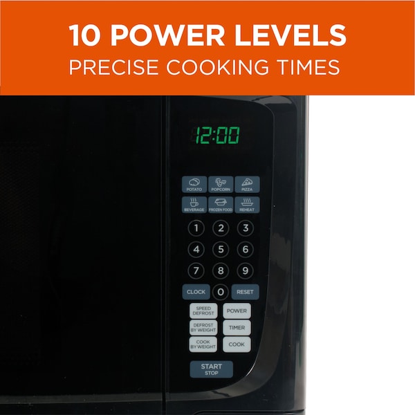 Commercial Chef 1.6 Cu.Ft.Countertop Microwave Oven, 1000 Watts, Small Compact Size, 10 Power Levels, Black - CHM16100B6C