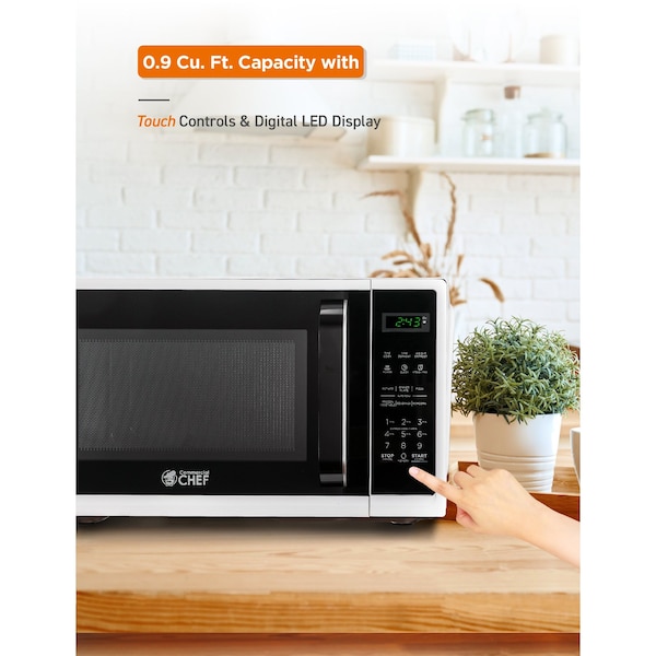 Commercial Chef 0.9 cu ft. Countertop Microwave Oven, White - CHM9MW