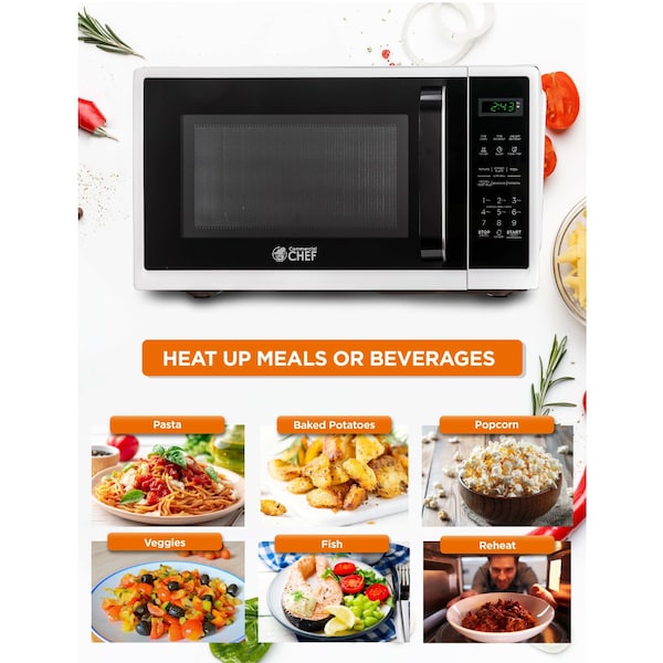 Commercial Chef 0.9 cu ft. Countertop Microwave Oven, White - CHM9MW