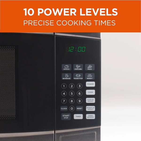 Commercial Chef 1.6 Cu.Ft.Countertop Microwave Oven, 1000 Watts, Small Compact Size, 10 Power Levels, Stainless Steel - CHM16100S6C