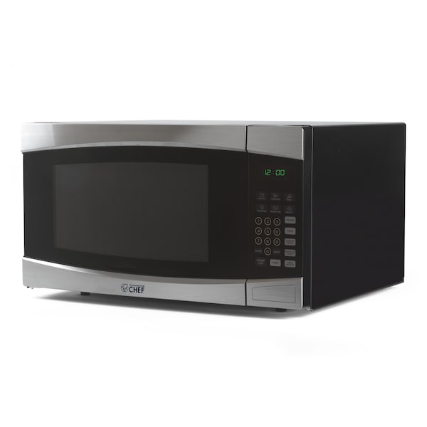 Commercial Chef 1.6 Cu.Ft.Countertop Microwave Oven, 1000 Watts, Small Compact Size, 10 Power Levels, Stainless Steel - CHM16100S6C