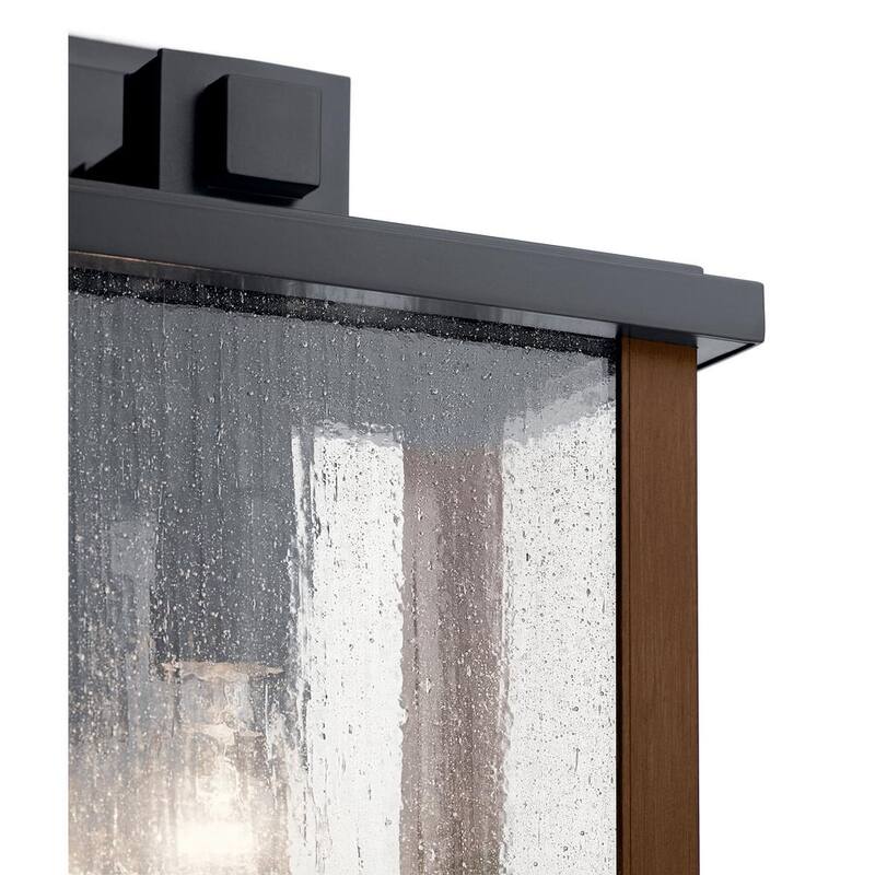 KICHLER Marimount 17 pulgadas 1-Luz Negro Linterna de Pared Exterior con Cableado Duro y Sin Bombillas Incluidas (Paquete de 1) - 59018BK