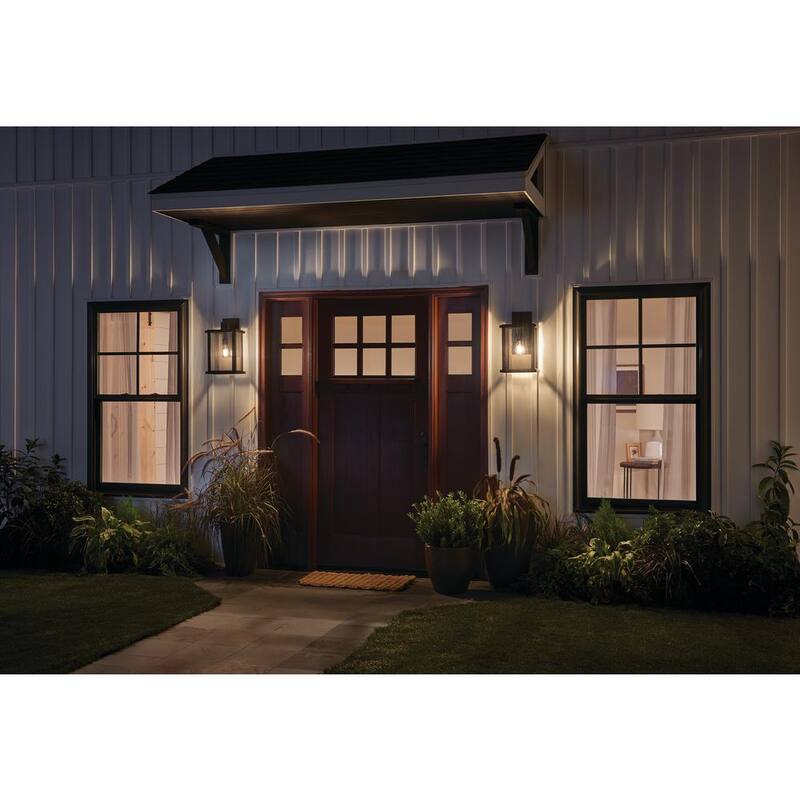 KICHLER Marimount 17 pulgadas 1-Luz Negro Linterna de Pared Exterior con Cableado Duro y Sin Bombillas Incluidas (Paquete de 1) - 59018BK