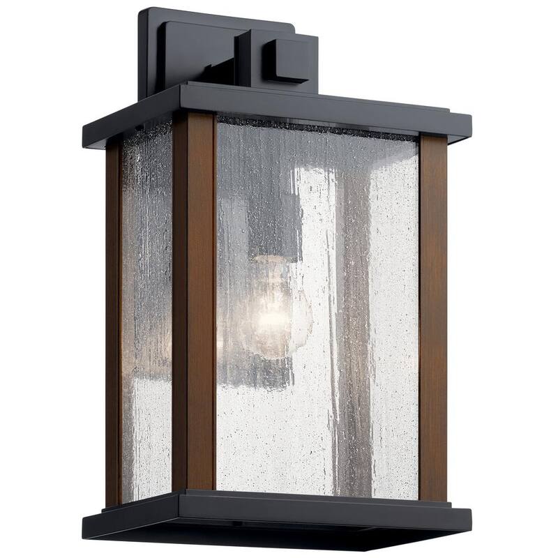 KICHLER Marimount 17 pulgadas 1-Luz Negro Linterna de Pared Exterior con Cableado Duro y Sin Bombillas Incluidas (Paquete de 1) - 59018BK